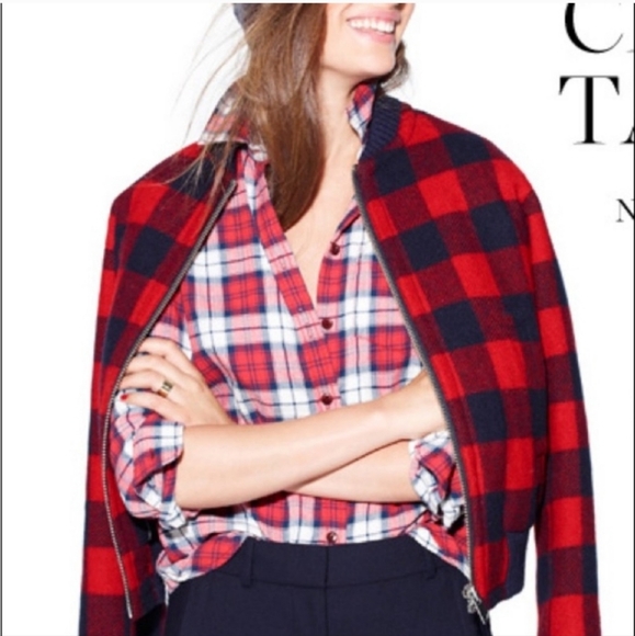 J.Crew Wool Buffalo Check Plaid Bomber Jacket - Picture 2 of 16